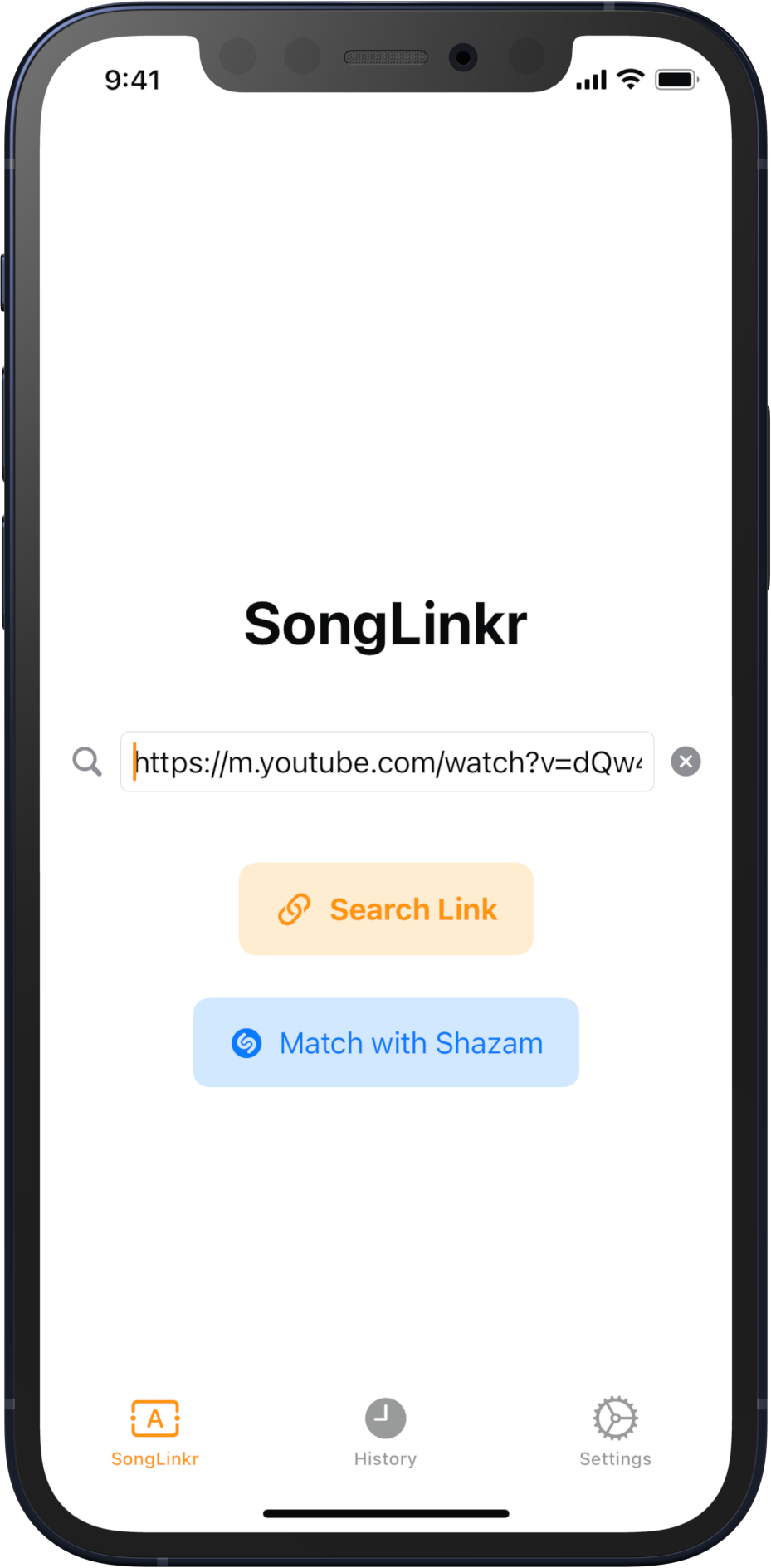 SongLinkr converting a link between platforms